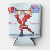クリスマスクーラーボックスボディビルダーSanta with Gift 缶クーラー (正面)