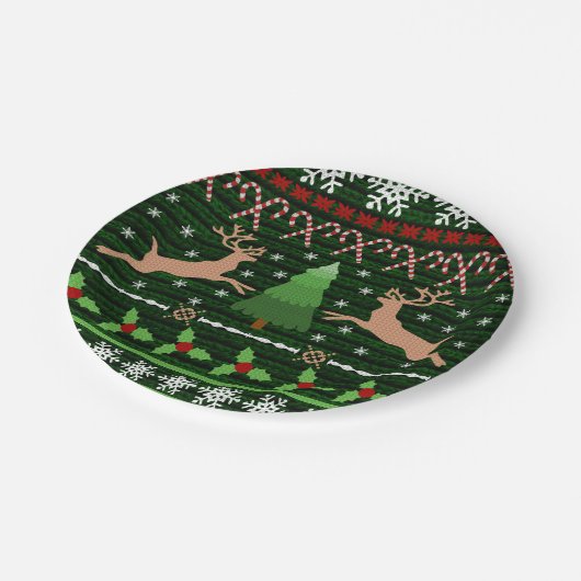 クリスマスクールのセーターの模様 ペーパープレート (アングル)