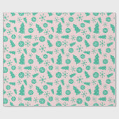 クリスマスクールツリー雪の結晶オーナメントシームレス ラッピングペーパー (フラット)