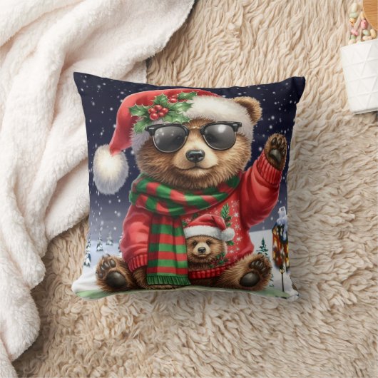 クリスマスクールベア クッション (ブランケット)