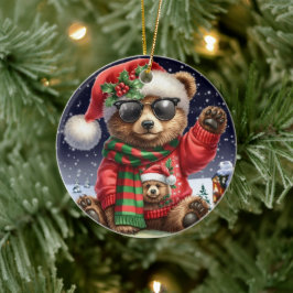 クリスマスクールベア セラミックオーナメント