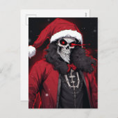 クリスマスクールホリデーシーズンスカルサンタボーンツキセド シーズンポストカード (正面/裏面)