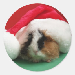 クリスマスクールモルモットのシール ラウンドシール