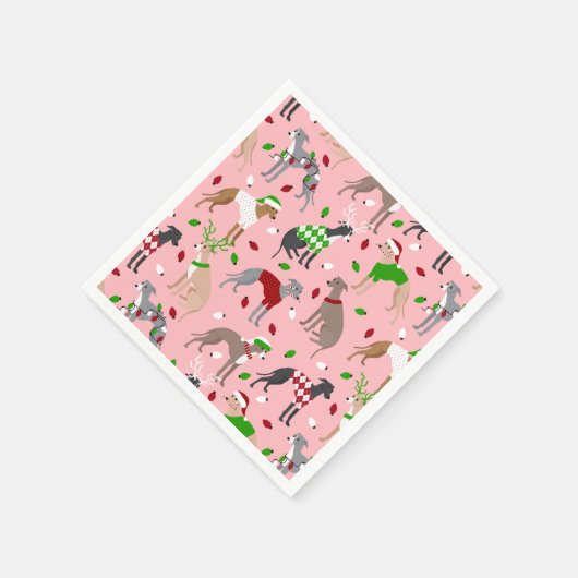 クリスマスグイタリアンレイハウンドドッグナプキン スタンダードカクテルナプキン (角)
