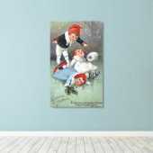 クリスマスグラッドネスIceスケートで滑るキッズコラプス キャンバスプリント (インサイチュ (ウッドフロア))