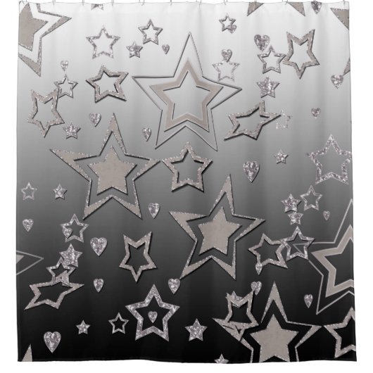クリスマスグラデーショングリッターシャイン紙吹雪スターフー シャワーカーテン (正面)