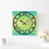 クリスマスグラデーショングリッターシャイン紙吹雪スターフー スクエア壁時計 (ホーム)