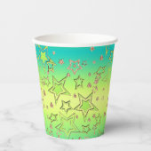 クリスマスグラデーショングリッターシャイン紙吹雪スターフー 紙コップ (正面)