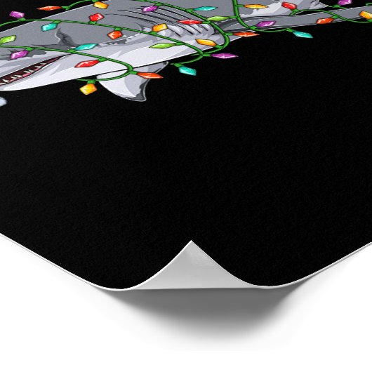 クリスマスグラフィッククリスマスシャークおもしろいシャーククリスマス ポスター (角)