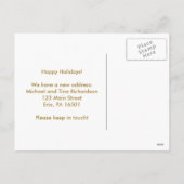 クリスマスグラムの新しいアドレス金ゴールドスノーフレーク シーズンポストカード (裏面)