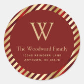 クリスマスグラムストライプズ赤金ゴールドアドレス ラウンドシール (正面)