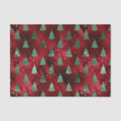 クリスマスグラムフォイル赤い緑の輝く木々に見える 薄葉紙 (正面)