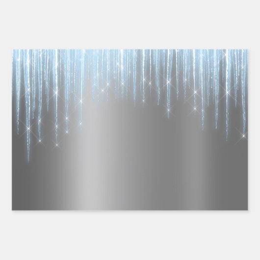 クリスマスグラムフォイル金属グリッターアイクル ラッピングペーパーシート (正面)