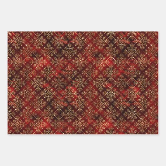 クリスマスグラムフォイル金属グリッターブルゴーニュ海軍 ラッピングペーパーシート (正面3)