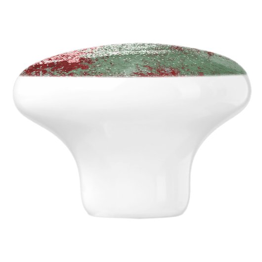 クリスマスグランジ |赤い緑と白いクリスマスツリー セラミックノブ (側面)