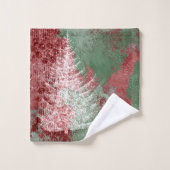 クリスマスグランジ |赤い緑と白いクリスマスツリー バスタオルセット (ウォッシュタオル)