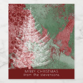 クリスマスグランジ |赤い緑と白いクリスマスツリー ワインラベル (シングルラベル)