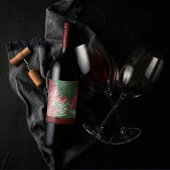 クリスマスグランジ |赤い緑と白いクリスマスツリー ワインラベル