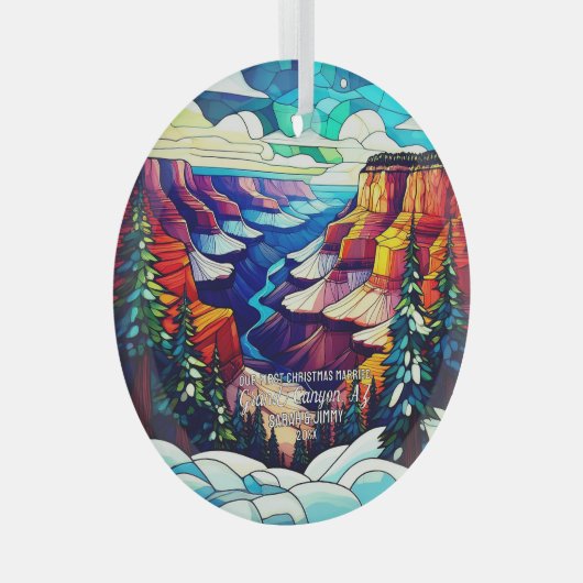 クリスマスグランドキャニオンAZステンドグラス結婚した ガラスオーナメント (正面右)