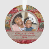 クリスマスグランドパレッド金ゴールドグリーンブラウンバーラップ オーナメント (正面)