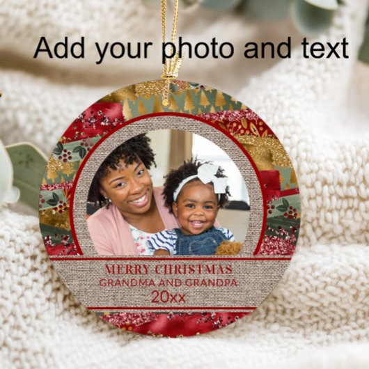 クリスマスグランドパレッド金ゴールドグリーンブラウンバーラップ オーナメント