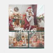 クリスマスグラdmaフォトコラージュパーソナライズされた フリースブランケット (正面)