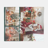 クリスマスグラdmaフォトコラージュパーソナライズされた フリースブランケット (正面(横))