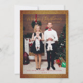 クリスマスグリッターおもしろいフォトファミリーお洒落 シーズンカード (正面)