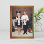 クリスマスグリッターおもしろいフォトファミリーお洒落 シーズンカード (スタンド正面)