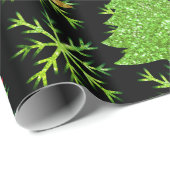 クリスマスグリッターの木と黄金の雪片 ラッピングペーパー (ロールコーナー)