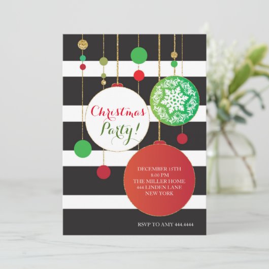 クリスマスグリッターオーナメントパーティの招待状 招待状 (スタンド正面)