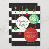 クリスマスグリッターオーナメントパーティの招待状 招待状 (正面/裏面)