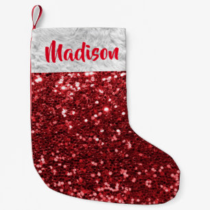 クリスマスグリッターセシングラムレッドパーソナライズされた スモールクリスマスストッキング