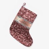 クリスマスグリッターダイヤモンドグラムピンクパーソナライズされたク スモールクリスマスストッキング (正面 (吊り時))