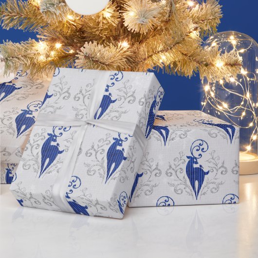 クリスマスグリッターディアーデザイン ラッピングペーパー (クリスマス)