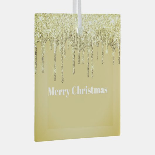クリスマスグリッタードリップメリークリスマスガラスオーナム ガラスオーナメント (正面右)