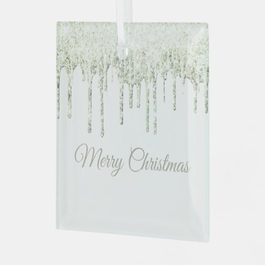クリスマスグリッタードリップメリークリスマスガラスオーナム ガラスオーナメント (正面左)