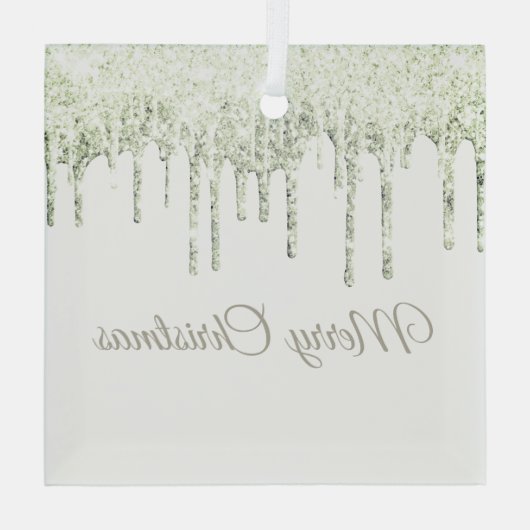 クリスマスグリッタードリップメリークリスマスガラスオーナム ガラスオーナメント (裏面)