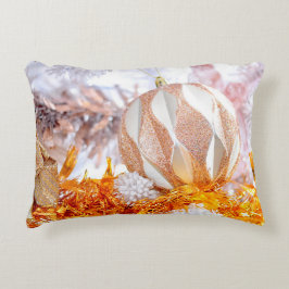 クリスマスグリッターピンク&ホワイトボール アクセントクッション