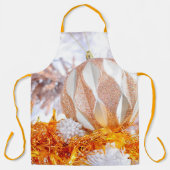 クリスマスグリッターピンク&ホワイトボール エプロン (正面)