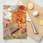 クリスマスグリッターピンク&ホワイトボール キッチンタオル (四つ折り)