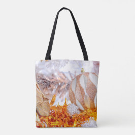 クリスマスグリッターピンク&ホワイトボール トートバッグ