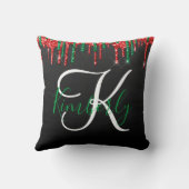 クリスマスグリッターモノグラムオンブラック クッション (裏面)