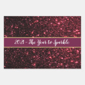 クリスマスグリッターレッドグリーン金ゴールド3-pc新年 ラッピングペーパーシート (正面)