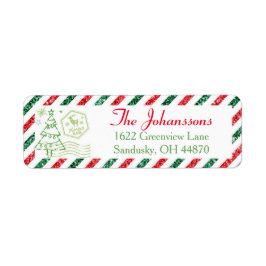 クリスマスグリッターヴィンテージエアメール差出人住所 ラベル