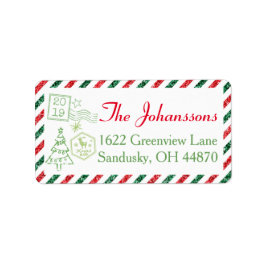 クリスマスグリッターヴィンテージ航空便 ラベル