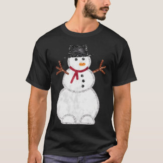 クリスマスグリッター雪だるま Tシャツ