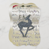 クリスマスグリッターREINDEERフォトホリデーカード シーズンカード (正面/裏面)