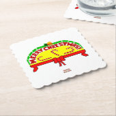 クリスマスグリーツスカロップスクエア紙コースター ペーパーコースター (アングル)