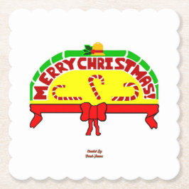 クリスマスグリーツスカロップスクエア紙コースター ペーパーコースター